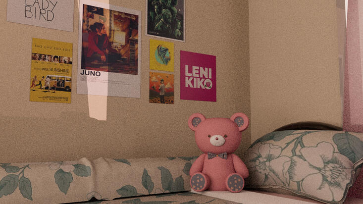 &quot;Bedroom, afternoon&quot;, 2022 (using Autodesk Maya).