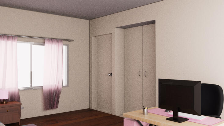&quot;Bedroom, morning&quot;, 2022 (using Autodesk Maya).